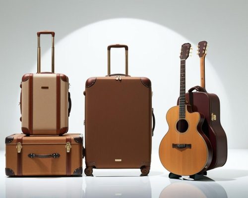 Beautiful Luggage of a Musician, 3-4 pieces on a white background